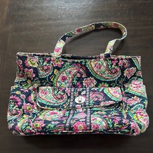 Vera Bradley Paisley Floral Tote - Black and Pink